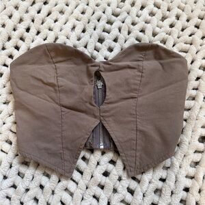 White Fox Boutique Brown Crop Top